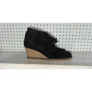 J.CREW MacAlister Womens Suede Lace Up Ankle Wedge Boots Booties Size 10 Black